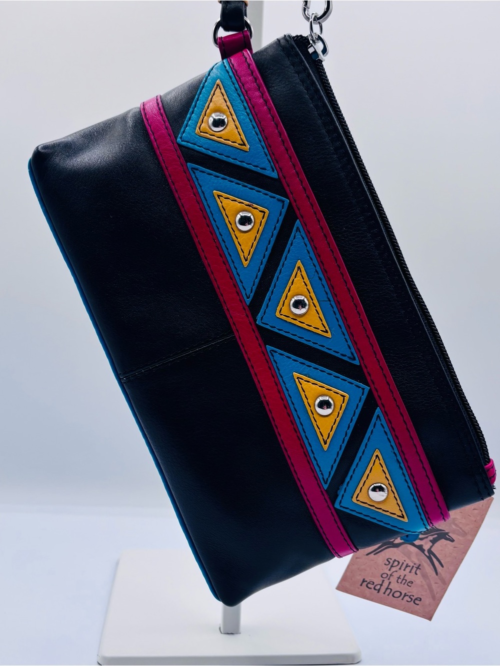 ILI New York Colorblock Geometric RFID Blocking Wristlet Purse Bag